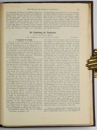 Die Entstehung der Kontinente. In: Dr. A. Petermanns Mitteilungen aus Justus Perthes' geographischer Anstalt 58/1, 1912, pp. 185-195, 253-256, 305-309, folding plate/map and text illustrations.