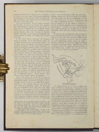 Die Entstehung der Kontinente. In: Dr. A. Petermanns Mitteilungen aus Justus Perthes' geographischer Anstalt 58/1, 1912, pp. 185-195, 253-256, 305-309, folding plate/map and text illustrations.