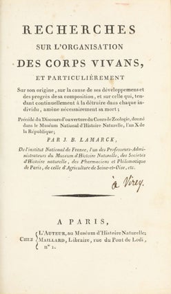 Item #003680 Recherches sur l'organisation des corps vivans (sic) et particulièrement sur son...