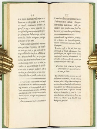 Recherches sur l'organisation des corps vivans (sic) et particulièrement sur son origine, sur la cause de son développement et des progrès de sa composition... Précédé du Discours d'ouverture du Cours de Zoologie donné dans le Muséum d'histoire naturelle, l'an X de la République.