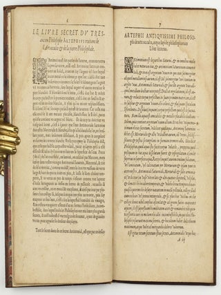 Trois traitez de la philosophie naturelle non encore imprimez : scavoir Le secret livre du tres-ancien philosophe Artephius, traitant de l'art occulte et transmutation metallique, Latin Francois : plus Les figures hierogliphiques de Nicolas Flamel ainsi qu'il les a mises en la quatriesme arche qu'il a bastie au Cimitiere des Innocens á Paris, entrant par la grande porte de la rué S. Denys, & prenant la main droite, avec l'explication d'icelles par iceluy Flamel ; ensemble, Le vray livre du docte Synesius Abbé grec, tiré de la bibliotheque de l'empereur sur le mesme subiect...