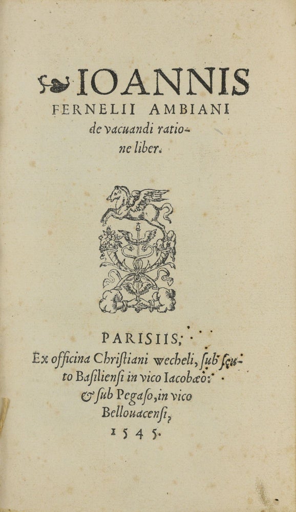 Item #003758 De vacuandi ratione liber / De nutrimentis, ad Baillyum, libri tres. Jean Francoise / ESTIENNE FERNEL, Charles.
