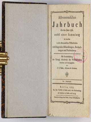 Astronomisches Jahrbuch für die Jahre 1786 bis 1803. Consecutive run of 16 volumes, 4 supplements, 1 index volume and 1 volume of "Erläuterungen" bound in 12 volumes.