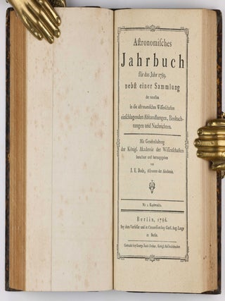 Astronomisches Jahrbuch für die Jahre 1786 bis 1803. Consecutive run of 16 volumes, 4 supplements, 1 index volume and 1 volume of "Erläuterungen" bound in 12 volumes.