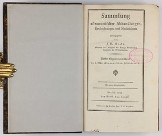 Astronomisches Jahrbuch für die Jahre 1786 bis 1803. Consecutive run of 16 volumes, 4 supplements, 1 index volume and 1 volume of "Erläuterungen" bound in 12 volumes.