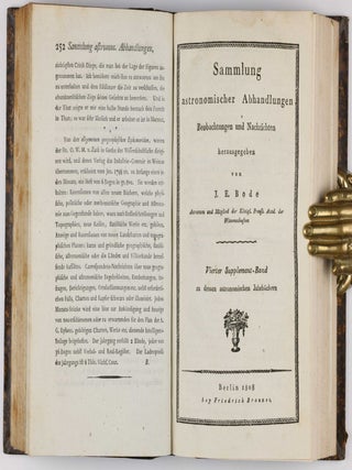 Astronomisches Jahrbuch für die Jahre 1786 bis 1803. Consecutive run of 16 volumes, 4 supplements, 1 index volume and 1 volume of "Erläuterungen" bound in 12 volumes.