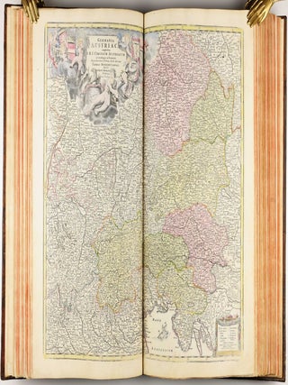Homannischer Atlas von Hundert Landkarten darinne die Erdkugel mit allen ihren Theilen geographisch vorgestellet und nach dem Unterschied der Reiche und Staaten deutlich illuminiret worden. Nebst einer Einleitung in die mathematische, natürliche und historische Geographie.