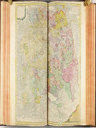 Homannischer Atlas von Hundert Landkarten darinne die Erdkugel mit allen ihren Theilen geographisch vorgestellet und nach dem Unterschied der Reiche und Staaten deutlich illuminiret worden. Nebst einer Einleitung in die mathematische, natürliche und historische Geographie.