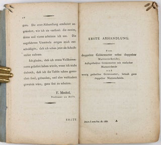 Journal für anatomische Varietäten, feinere und pathologische Anatomie. Erster Band, erstes Heft (all published).
