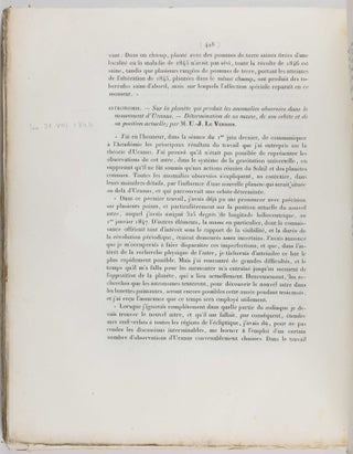 Recherches sur le mouvements d'Uranus. In: Comptes Rendus Hebdomadaires des Séances de l'Académie des Sciences, Vol. XXII, no. 22, June 1846, pp. 907-918.