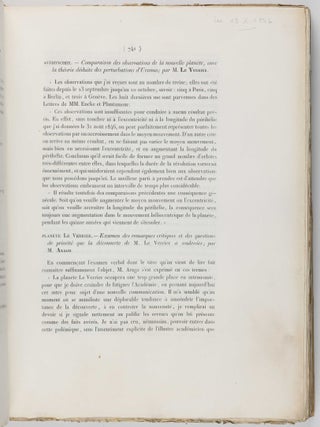 Recherches sur le mouvements d'Uranus. In: Comptes Rendus Hebdomadaires des Séances de l'Académie des Sciences, Vol. XXII, no. 22, June 1846, pp. 907-918.