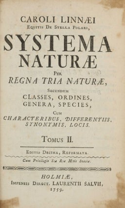 Systema naturae per regna tria naturae, secundum classes, ordines, genera, species, cum characteribus, differentiis, synonymis, locis. Editio decima, reformata.