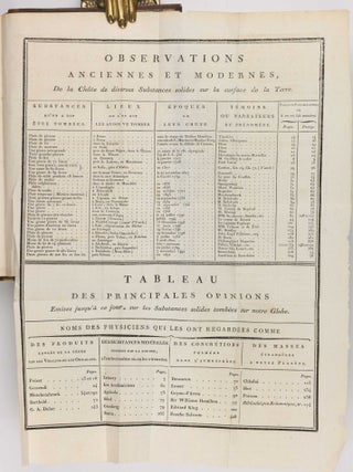 Des Pierres Tombées du Ciel, ou Lithologie Atmospherique, Présentant La Marche et l'Etat actuel de la Science, sur le Phénomène des Pierres de foudre, Pluies de pierres, Pierres tombées du ciel, etc.; plusieurs Observations inédites, communiquées par MM. Pictet, Sage, Darcet et Vauquelin; avec un Essai de Théorie sur la formation de ces Pierres.