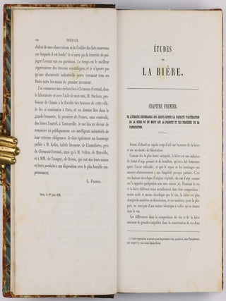 Études sur la Bière, ses Maladies, causes qui les provoquent procédé pour la rendre inaltérable, avec une Théorie nouvelle de la Fermentation.