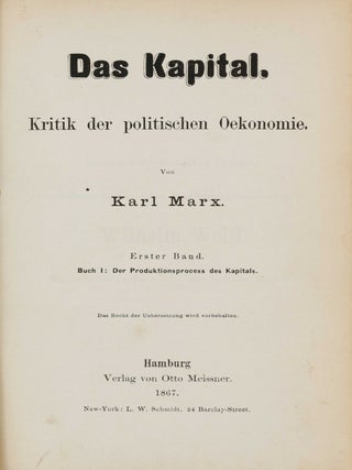 Item #003926 Das Kapital, Kritik der politischen Oekonomie. Vol. 1: Der Produktionsprocess des...