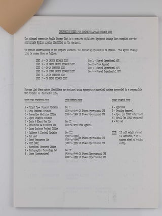 Apollo Storage List Mission AS 506 CM 107/LM-5. Apollo 11 / July 15, 1969.
