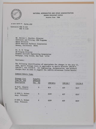 Apollo Storage List Mission AS 506 CM 107/LM-5. Apollo 11 / July 15, 1969.