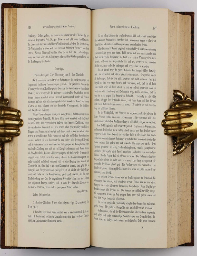 Item #004058 &Uuml;ber eine eigenartige Erkrankung der Hirnrinde. In: Allgemeine Zeitschrift f&uuml;r Psychiatrie und physisch-gerichtliche Medizin, Vol. 64, No 1, pp. 146-148. Alois ALZHEIMER.