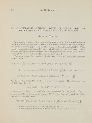 On computable numbers, with an application to the Entscheidungsproblem. In: Proceedings of the London Mathematical Society, 2nd series, vol. 42, pp. 230-265.