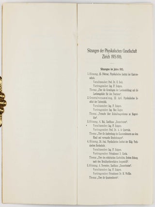 Zur Quantentheorie der Strahlung. In: Mitteilungen der Physikalischen Gesellschaft Zürich - Zum Andenken an Alfred Kleiner, no. 18, 1916, pp. 47-62.