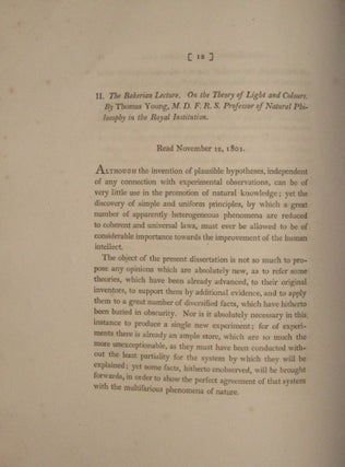 Item #101571 On the Theory of Light and Colours [An Account of some Cases of the Production of...