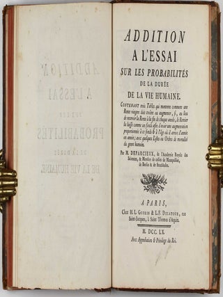 Essai sur les Probabilités de la Durée de la Vie Humaine.